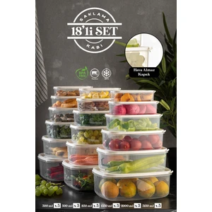 Meleni Home 18'li Sweet Box Saklama Kabı Seti Dikdörtgen Erzak Kabı Kavanoz Bej 3X(300-500-850-1350-2000-3150ML)