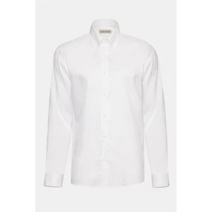 Erkek Beyaz Oliver Fit Düğmeli Yaka Klasik Gömlek