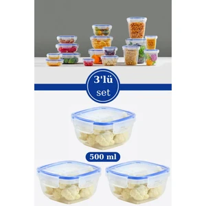 500 ml Contalı Kilitli Sızdırmaz Hava Almaz Saklama Kabı Kahvaltılık 3’lü Set (500MLX3 Adet)