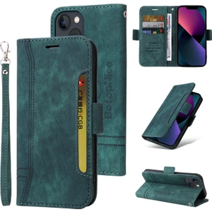 Yihang Boutique Apple iPhone 13 Mini Bilek Kayışlı Flip Cüzdan Telefon Kılıfı Pu Deri Kart Yuvası Kılıfı (Yurt Dışından)