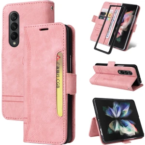 Yihang Boutique Samsung Galaxy Z Fold 3 Bilek Kayışlı Flip Cüzdan Telefon Kılıfı Pu Deri Kart Yuvası Kılıfı (Yurt Dışından)
