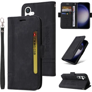 Yihang Boutique Samsung Galaxy S23 Fe Bilek Kayışlı Flip Cüzdan Telefon Kılıfı Pu Deri Kart Yuvası Kılıfı (Yurt Dışından)