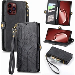 Yihang Boutique Apple iPhone 15 Pro Max Cüzdan Kılıf Kelebek Kabartmalı Pu Deri Kickstand Kart Yuvaları Flip Folyo Kapak (Yurt Dışından)