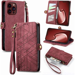 Yihang Boutique Apple iPhone 15 Pro Max Cüzdan Kılıf Kelebek Kabartmalı Pu Deri Kickstand Kart Yuvaları Flip Folyo Kapak (Yurt Dışından)