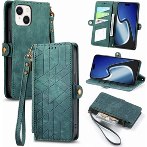 Yihang Boutique Apple iPhone 15 Cüzdan Kılıf Kelebek Kabartmalı Pu Deri Kickstand Kart Yuvaları Flip Folyo Kapak (Yurt Dışından)