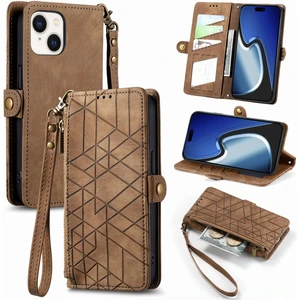 Yihang Boutique Apple iPhone 15 Cüzdan Kılıf Kelebek Kabartmalı Pu Deri Kickstand Kart Yuvaları Flip Folyo Kapak (Yurt Dışından)