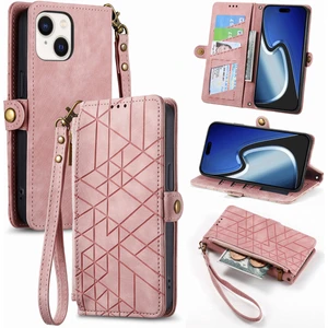 Yihang Boutique Apple iPhone 15 Cüzdan Kılıf Kelebek Kabartmalı Pu Deri Kickstand Kart Yuvaları Flip Folyo Kapak (Yurt Dışından)