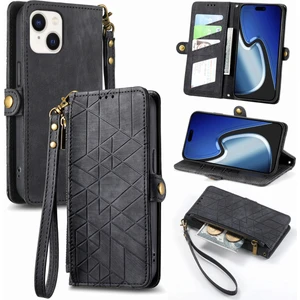 Yihang Boutique Apple iPhone 15 Cüzdan Kılıf Kelebek Kabartmalı Pu Deri Kickstand Kart Yuvaları Flip Folyo Kapak (Yurt Dışından)
