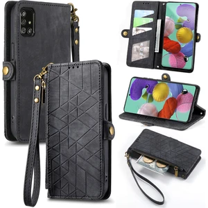 Yihang Boutique Samsung Galaxy A71 5g Cüzdan Kılıf Kelebek Kabartmalı Pu Deri Kickstand Kart Yuvaları Flip Folyo Kapak (Yurt Dışından)