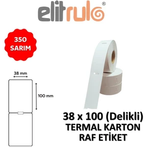 Elit Rulo Elitrulo Termal Karton Raf Etiketi 38MM x 100MM Delikli - 350 Adet