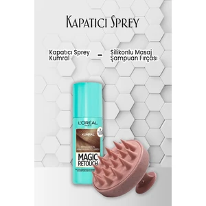 L'Oréal Paris Loreal Paris Kapatıcı Saç Sprey Kumral 75 ml ve Silikonlu Şampuan Fırçası Pembe