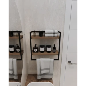 Havluluk 2 Katlı Duvara Monte Raf Kitaplık Aksesuarlık Şal Askılığı Banyo Mutfak Düzenleyici Çok Amaçlı Raf