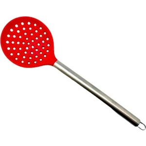 Çelik Saplı Silikon Kevgir - Kırmızı