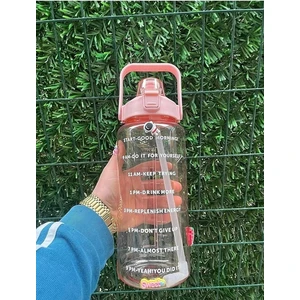 Elite AVM Şeffaf Motivasyon Matara 2000 ml Suluk Su Şişesi Bpa Içermez Motivasyonel Matara