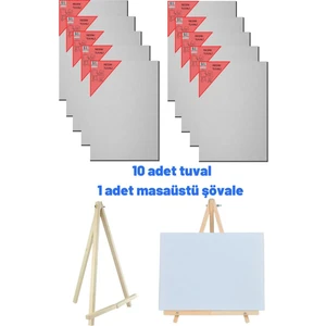 10 Adet Tuval, Resim Tuvali Seti, Tual ve Şövale, Ressam Tuval Şövalye Seti