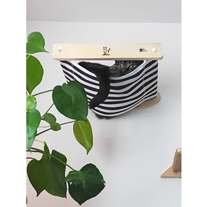 Kedi Yuvası, Kedi duvar yatağı, Kedi Yatağı, Kedi hamağı, Ahşap Modern Set, BuShop Black Zebra Serisi