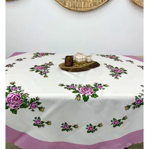 Kurular Tekstil Kanaviçe Yuvarlak Masa Örtüsü-Mor