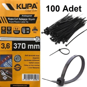 Kupa Hırdavat Plastik Cırt Kelepçe Siyah 3.6 x 370 Mm. - 100 Adet