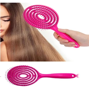 Lolipop Tarak 3 Boyutlu Saç Açma Tarama Fırçası Kuaför Tarak Fırça Saç Açma Fuşya XLT860
