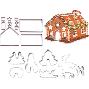 18 Adet 3D Zencefilli Kurabiye Evi Paslanmaz Çelik Noel Senaryo Çerez Kesiciler Seti Bisküvi Kalıp Fondan Kesici Pişirme Aracı (Yurt Dışından)