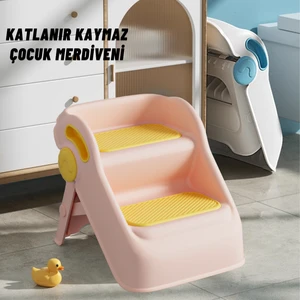 Çocuk Taburesi Katlanabilir Kaymaz Iki Basamaklı Merdiven Çocuk Banyo Tuvalet Lavabo Yükseltici Basamak