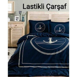 Tek Kişilik Çarşafı Lastikli Nevresim Takımı Ankro Lacivert