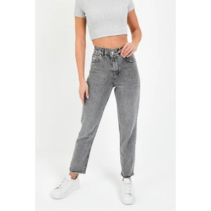 Likralı Mom Jean Pantolon