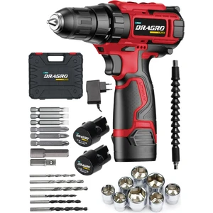 Germany 58 V 8 Ah Metal Şanzuman Bakır Sargılı Çift Akülü Vidalama Matkap Ar Kırmızı Dragro 58V8Ah Kırmızı Armut Vidalama