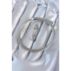 316L Çelik Gümüş Renk Sarmal Model Erkek Bileklik Yüzük Kombini