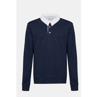 Edwards Erkek Lacivert Polo Yaka Rugby Sweatshirt Fiyat