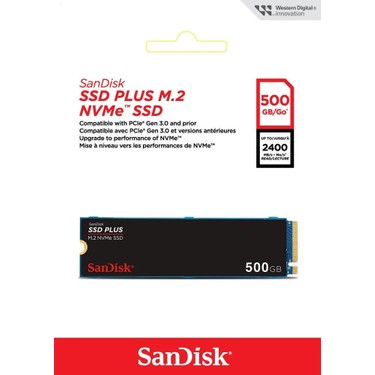 SanDisk 500GB SSD PLUS 2400MB-1500MB-s M.2 PCIe Gen 3.0 NVMe Fiyatı