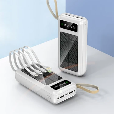 Robeve Acl 30000 Mah Powerbank Göstergeli Powerbank Solar Fenerli Güneş Enerjili Type C - Lightning