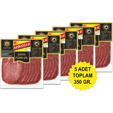 Apikoğlu Dilimli Dana Füme Dil 70 gr Beşli Paket (Toplam 350