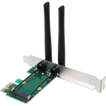 Decisive Pc Için Harici 2 Antenli Kablosuz Kart Wifi Mini Pcı-E Express - Pcı-E Adaptörü (Yurt