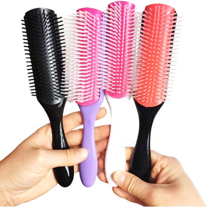 1 Adet Color6 4 Renk 9-Satır Denman Fırça Kadın Dolaşık Açıcı Şekillendirici Saç Fırçası Saç Derisi Masaj Salonu Kuaförlük Düz Kıvırcık Islak 4c Saç Tarak (Yurt Dışından)