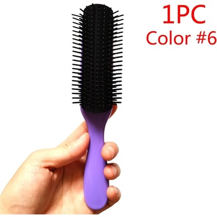 1 Adet Color6 4 Renk 9-Satır Denman Fırça Kadın Dolaşık Açıcı Şekillendirici Saç Fırçası Saç Derisi Masaj Salonu Kuaförlük Düz Kıvırcık Islak 4c Saç Tarak (Yurt Dışından)