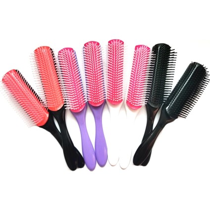 1 Adet Color6 4 Renk 9-Satır Denman Fırça Kadın Dolaşık Açıcı Şekillendirici Saç Fırçası Saç Derisi Masaj Salonu Kuaförlük Düz Kıvırcık Islak 4c Saç Tarak (Yurt Dışından)