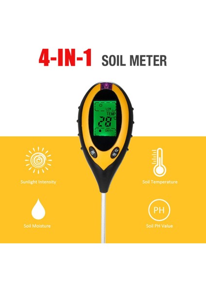 Aneng 4-In-1 Dijital LCD Toprak Ph Su Nem Ölçer Sıcaklık Işık Test Cihazı Hidroponik Bahçe (Yurt Dışından)