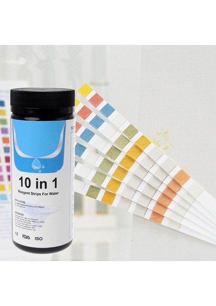 100 Su Testi Şeridi Su Kalitesi Analizi Için Reaktif Şeridi 10 Analiz Artık Klor Ph Toplam Alkalinite ile Test (Yurt Dışından)