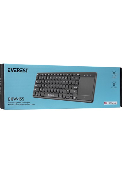 EKW-155 Siyah Toucpad Mouse Us Layout + Kablosuz Klavye