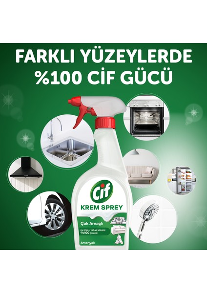 Krem Sprey Amonyak Yüzey Temizleyici En Zorlu Yağ ve Kirleri %100 Çıkarır 750 ml