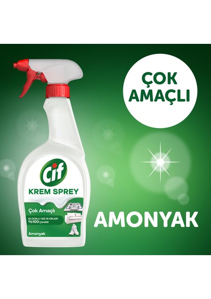 Krem Sprey Amonyak Yüzey Temizleyici En Zorlu Yağ ve Kirleri %100 Çıkarır 750 ml