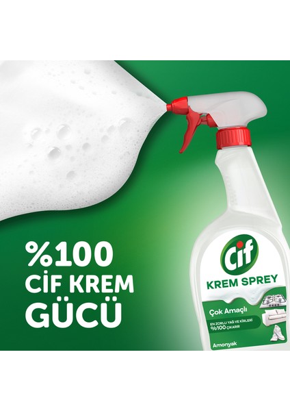 Krem Sprey Amonyak Yüzey Temizleyici En Zorlu Yağ ve Kirleri %100 Çıkarır 750 ml