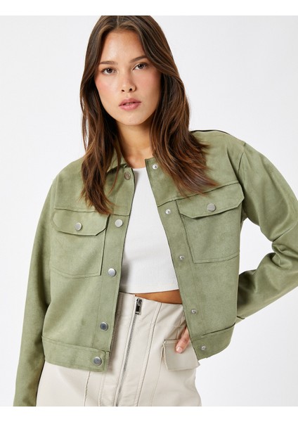 Biker Ceket Süet Görünümlü Kapaklı Cepli Çıtçıt Düğmeli fiyatları