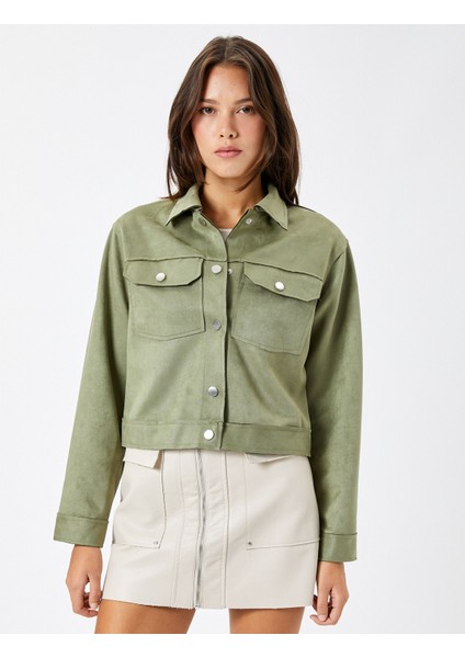 Biker Ceket Süet Görünümlü Kapaklı Cepli Çıtçıt Düğmeli modelleri