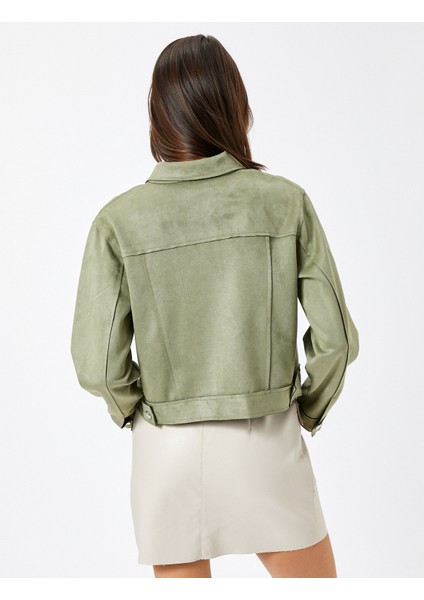 Biker Ceket Süet Görünümlü Kapaklı Cepli Çıtçıt Düğmeli fırsatları