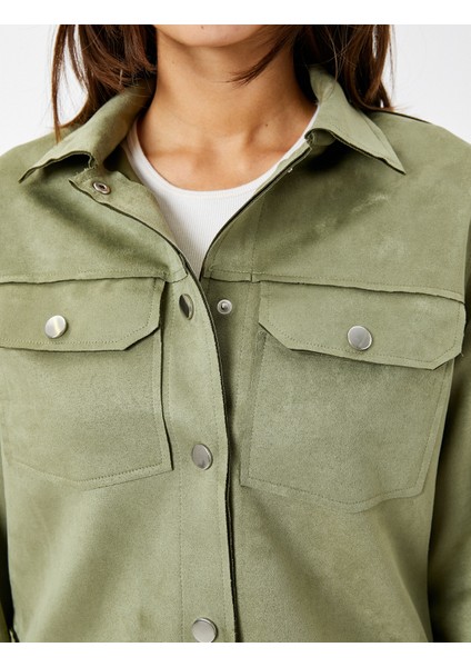 Biker Ceket Süet Görünümlü Kapaklı Cepli Çıtçıt Düğmeli indirimleri