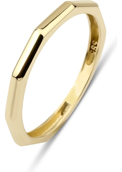 14 Ayar Altın Sade Geometrik Yüzük KRS097-14GR
