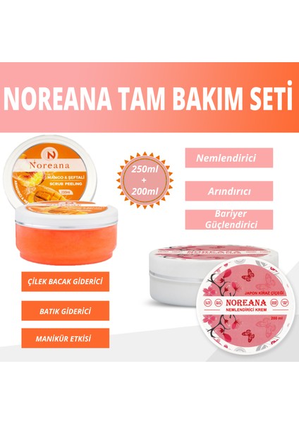 2li Paket 250ML Mango&şeftali Peeling& 200ML Japon Kiraz Çiçeği Nemlendirici Krem