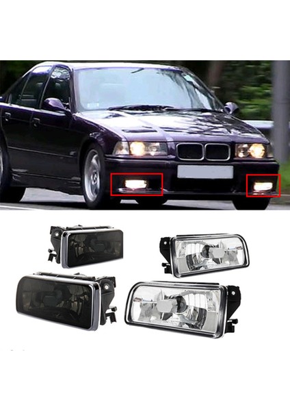 Sol ve Sağ Ön Tampon Far Sis Lambaları Konut Bmw E36 318I 318TI 1992-1998 Araba Sis Farları Füme Kapakları (Yurt Dışından)